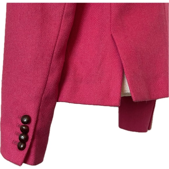 J Crew Robert Noble 100% Wool Fuscia Pink Herringbone Snatched-look Blazer Sz T8 - Picture 6 of 14